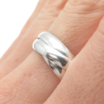 925 Sterling Silver Vintage Interlocked Trinity Band Ring Size 11.75