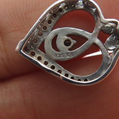 KENDRA SCOTT Sterling Silver Real Diamond Mom & Child Heart Mini Slide Pendant