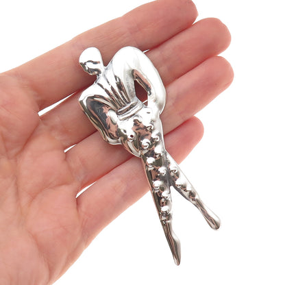 925 Sterling Silver Vintage Mexico Lady in Costume Oxidized Pin Brooch