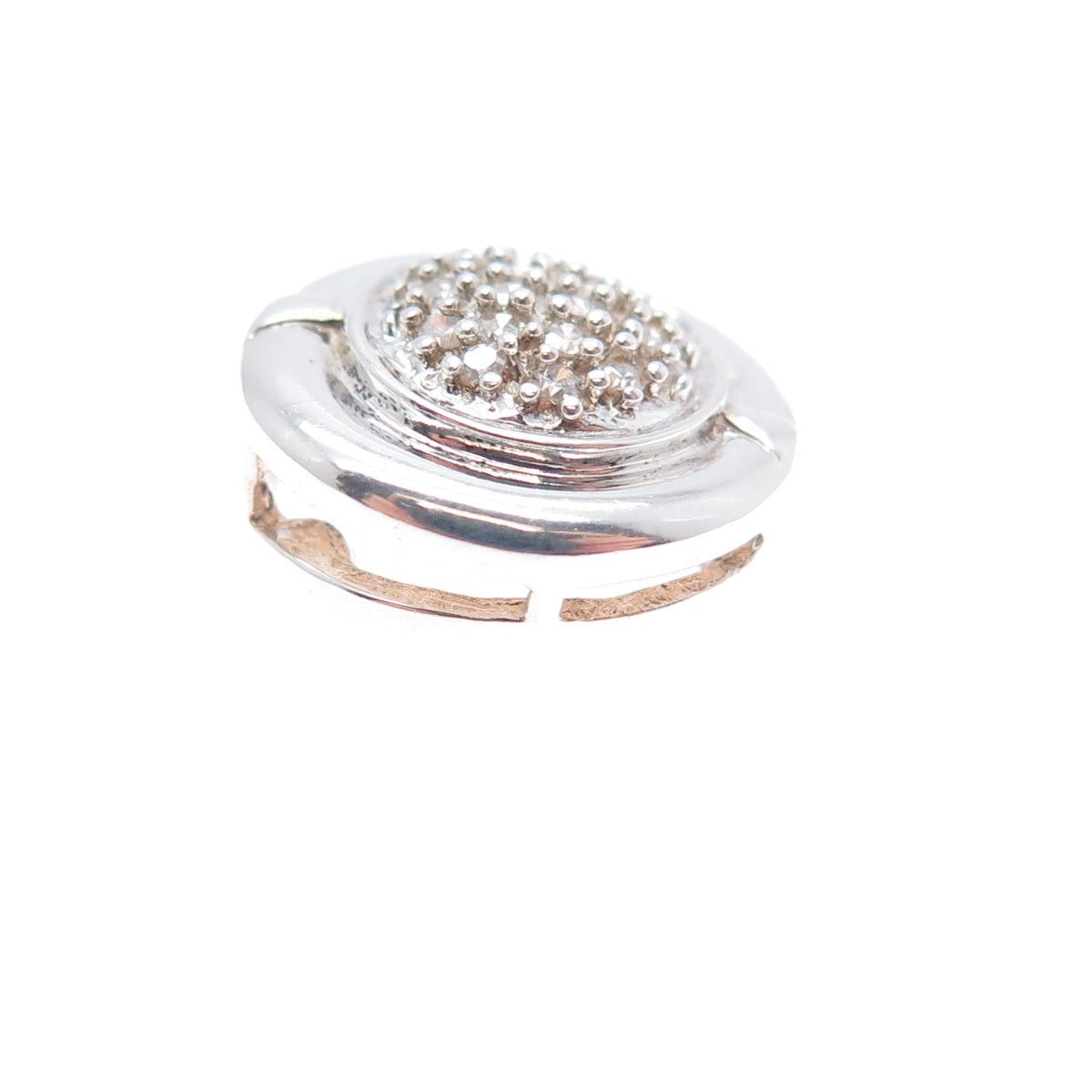 HENG NGAI 925 Sterling Silver Real Diamond Minimalist Slide Charm Pendant