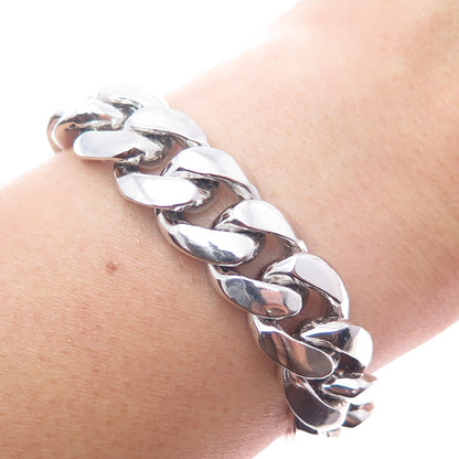 AMINOV 925 Sterling Silver Heavy 53.0g Hollow Cuban Link Bracelet 8.5"