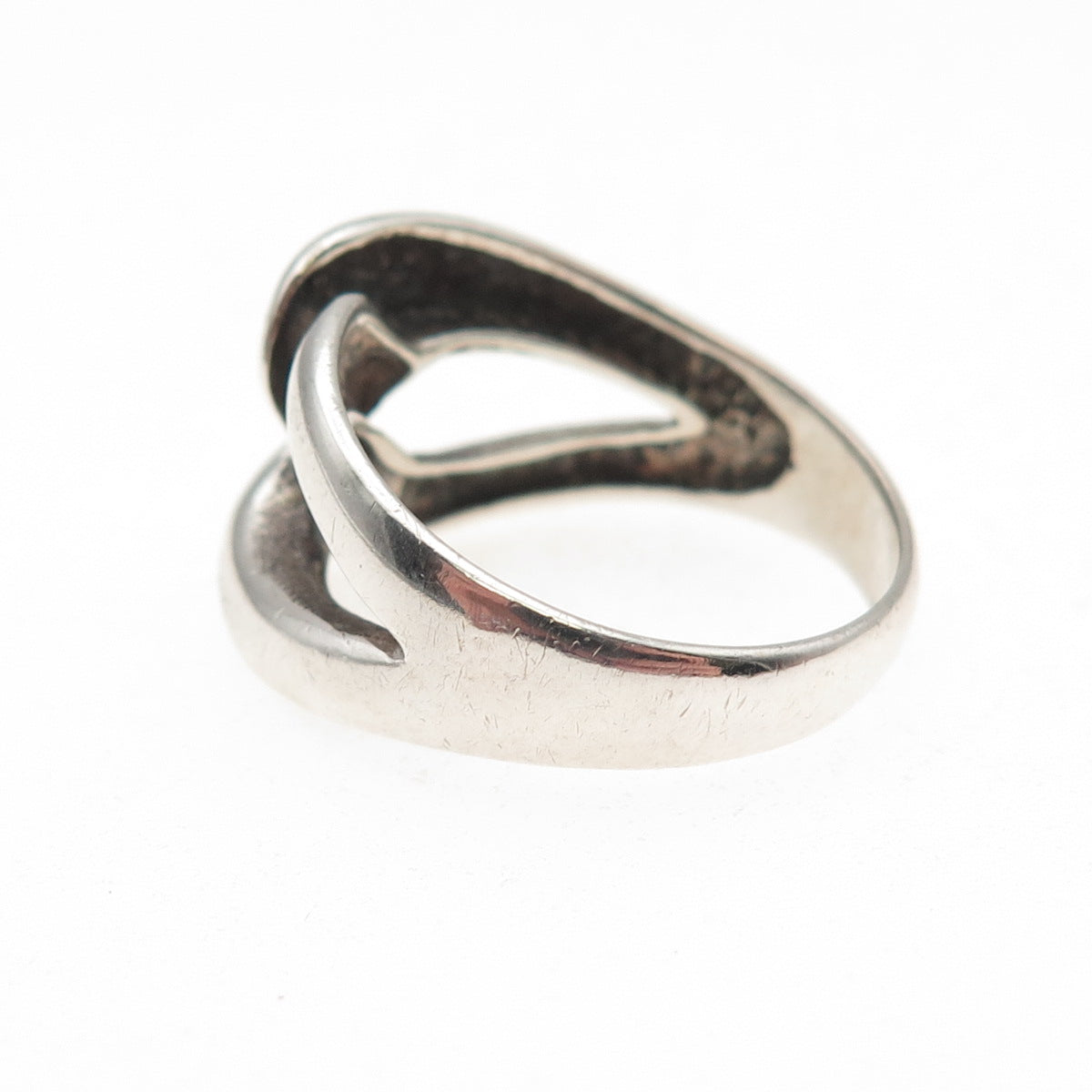 Charles Winston 925 Sterling Silver Vintage Modernist Interlocked Ring Size 8