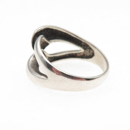 Charles Winston 925 Sterling Silver Vintage Modernist Interlocked Ring Size 8