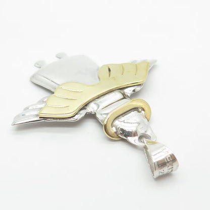 925 Sterling Silver 2-Tone Vintage Mexico Angel Pendant