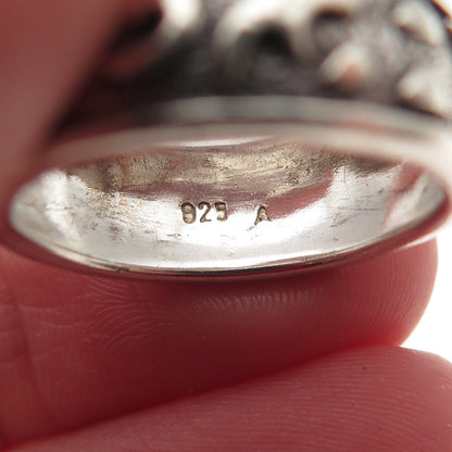 925 Sterling Silver Vintage Symbol All Around Oxidized Band Ring Size 7