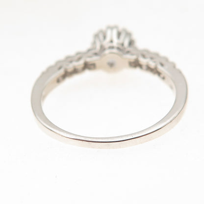 Charles Winston 925 Sterling Silver Round-Cut C Z Engagement Ring Size 9