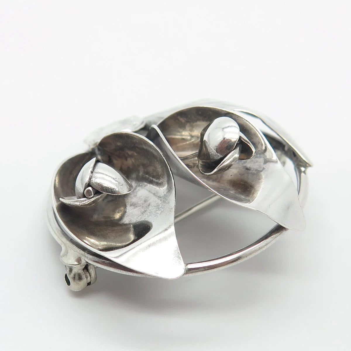 925 Sterling Silver Vintage Calla Lily Flower Handmade Pin Brooch