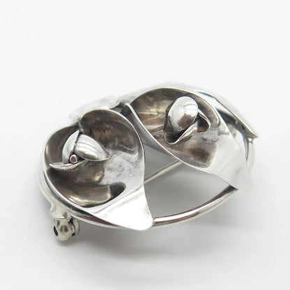 925 Sterling Silver Vintage Calla Lily Flower Handmade Pin Brooch