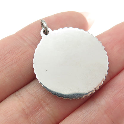 925 Sterling Silver Antique Enamel "Merry Christmas & Happy New Year" Pendant