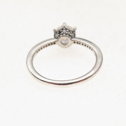 Pandora 925 Sterling Silver Round-Cut C Z Engagement Ring Size 6