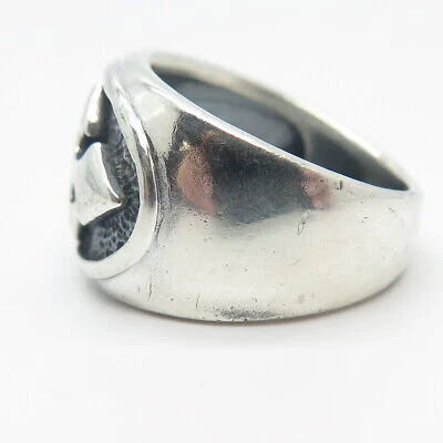 925 Sterling Silver Vintage Modernist Cross Ring Size 9.25
