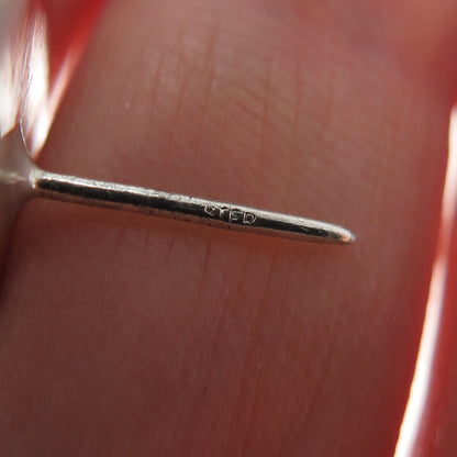 925 Sterling Silver Vintage Real Sodalite Modernist Oxidized Earrings