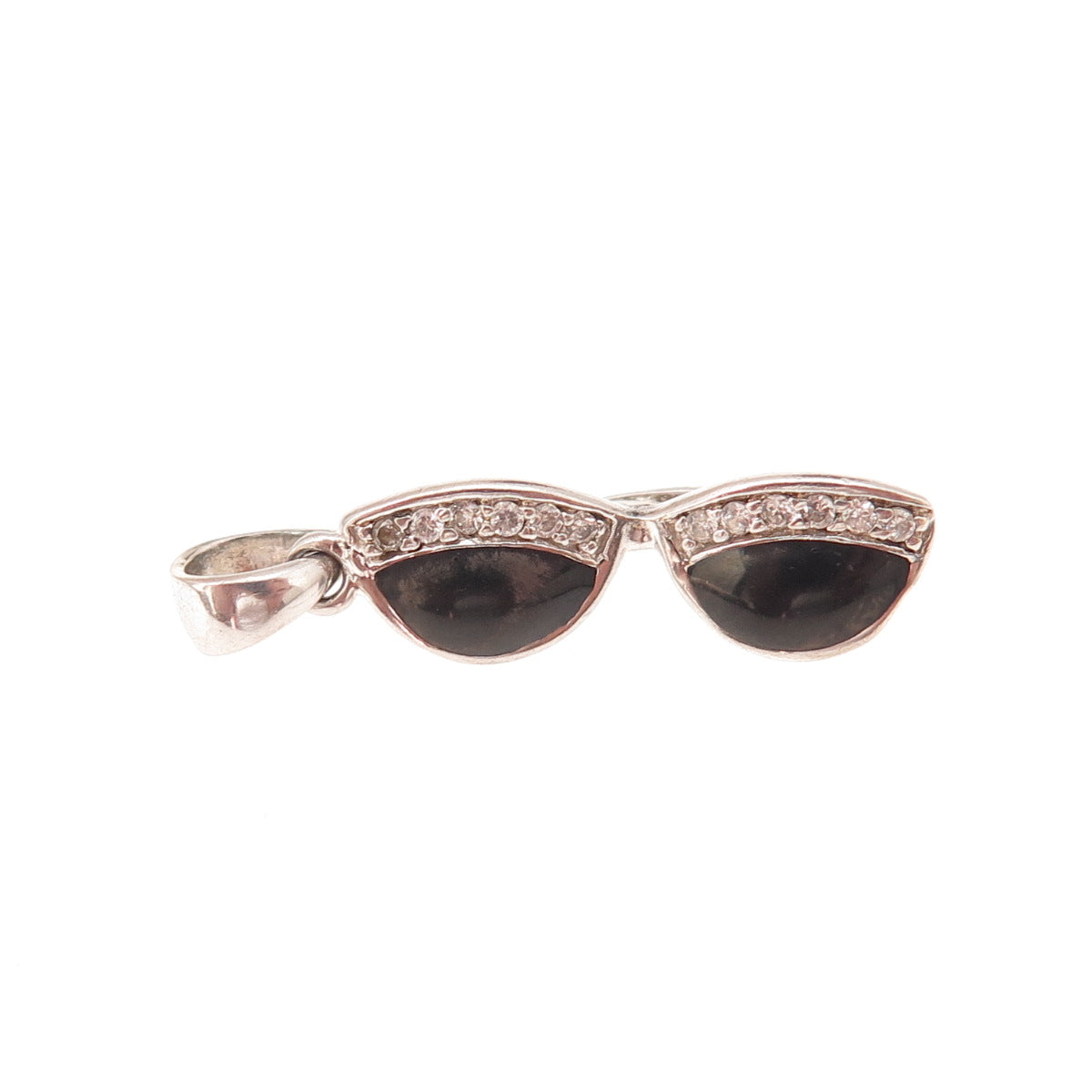 Jacmel Mauritius 925 Sterling Silver Vintage Enamel C Z Sunglasses Charm Pendant