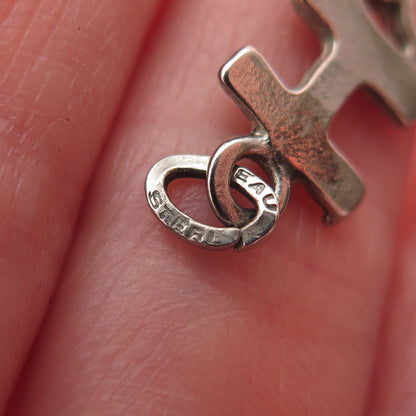 BEAU 925 Sterling Silver Vintage I Love School Oxidized Charm Pendant