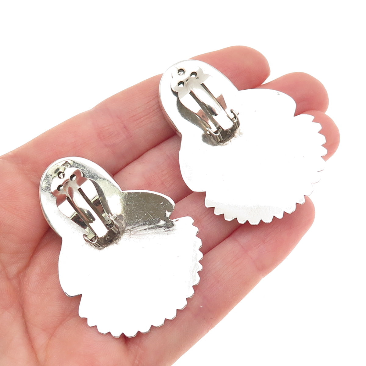 Betty Ann Lee Navajo Old Pawn Sterling Silver Vintage Turquoise Clip On Earrings