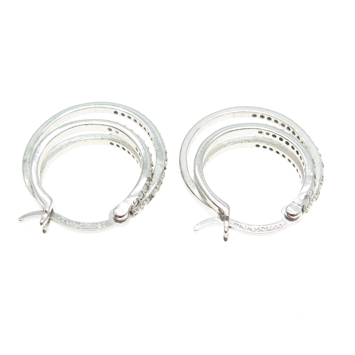 DBJ DEE BERKLE 925 Sterling Silver Real Diamond Multi-Circle Hoop Earrings