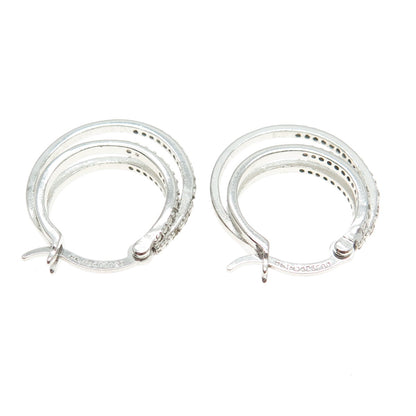 DBJ DEE BERKLE 925 Sterling Silver Real Diamond Multi-Circle Hoop Earrings