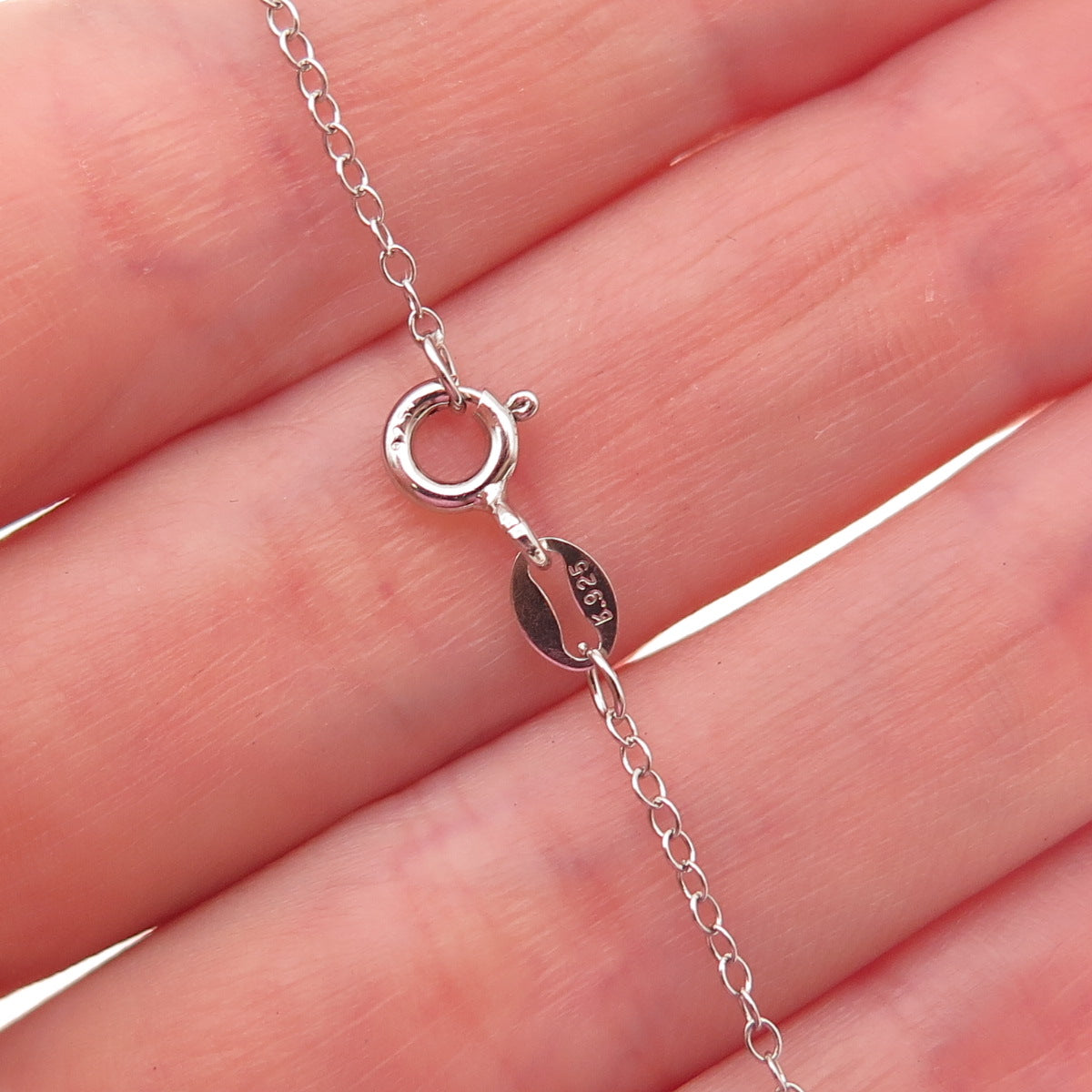 925 Sterling Silver Vintage Puffy Heart Cable Chain Necklace 18"