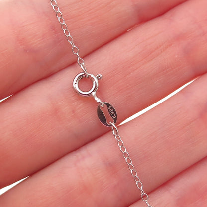 925 Sterling Silver Vintage Puffy Heart Cable Chain Necklace 18"
