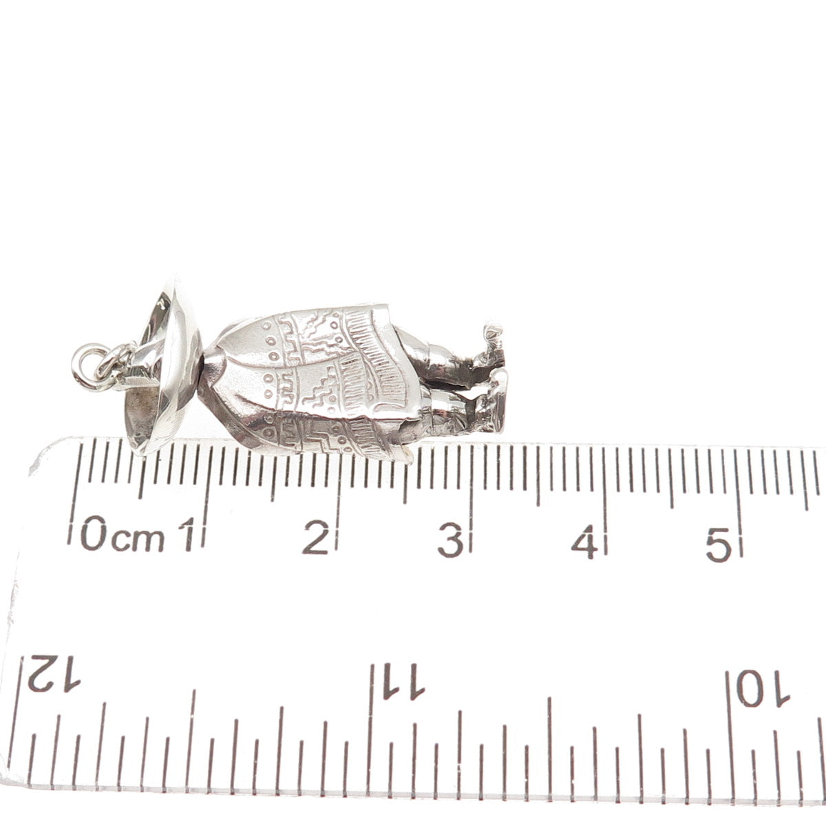 Casique 925 Sterling Silver Vintage Man in Poncho & Sombrero Hat Charm Pendant