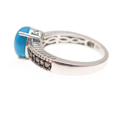 Chuck Clemency 925 Sterling Silver Real Champagne Diamond Turquoise Ring Size 8