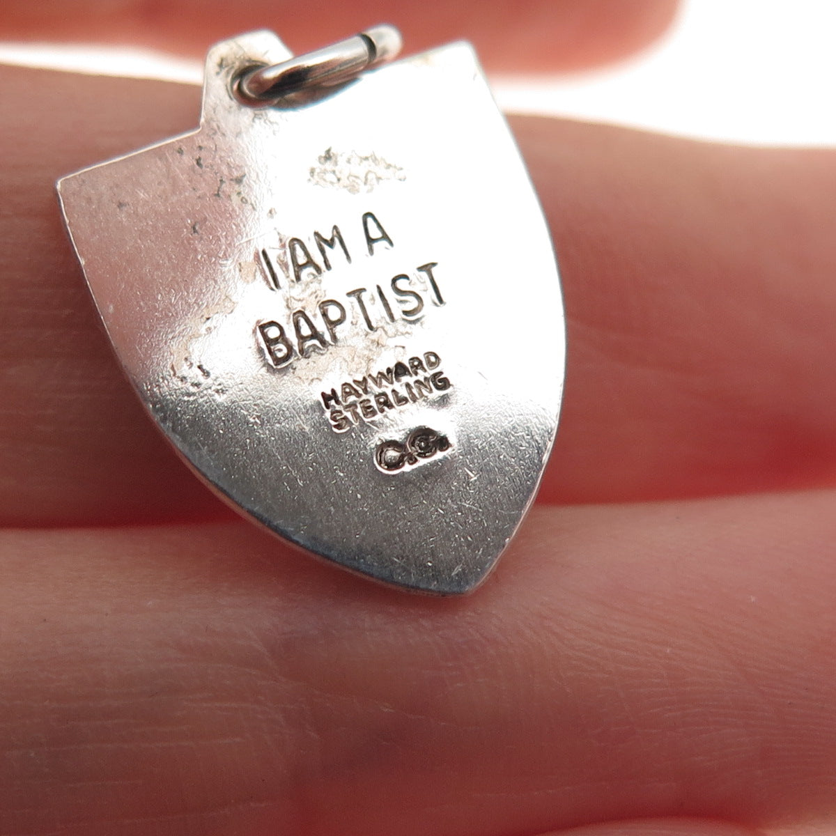 Hayward 925 Sterling Antique Art Deco Praying Hands Baptist Mini Charm Pendant
