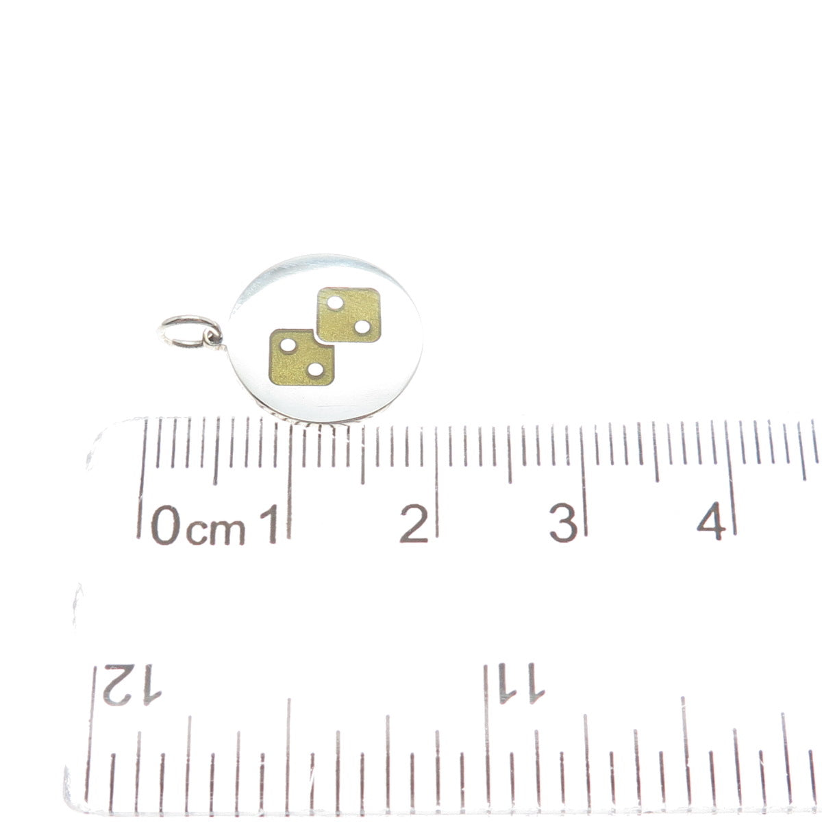 925 Sterling Silver Yellow Enamel Number 4 Lucky Dice Minimalist Charm Pendant