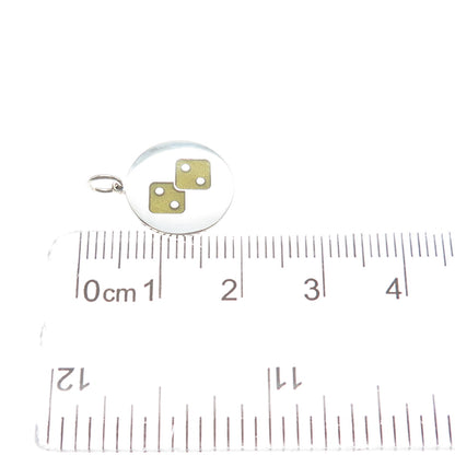 925 Sterling Silver Yellow Enamel Number 4 Lucky Dice Minimalist Charm Pendant