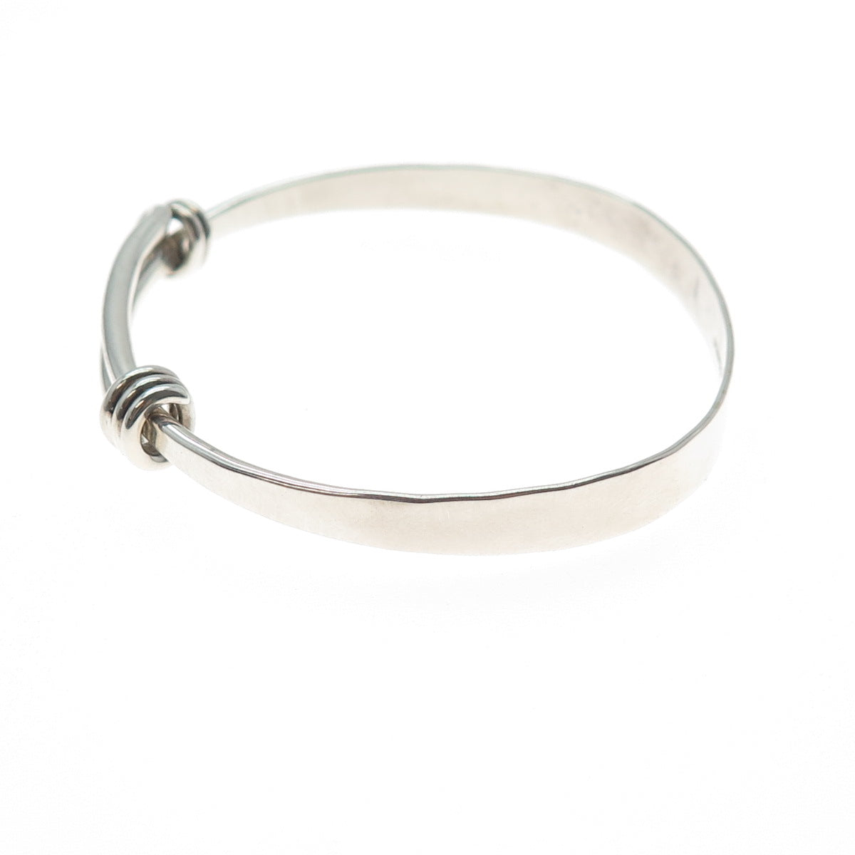 ED LEVIN 925 Sterling Silver Vintage Modernist Slide Bangle Bracelet 6.5-8"