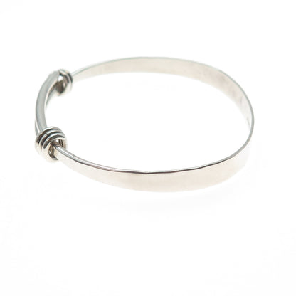 ED LEVIN 925 Sterling Silver Vintage Modernist Slide Bangle Bracelet 6.5-8"
