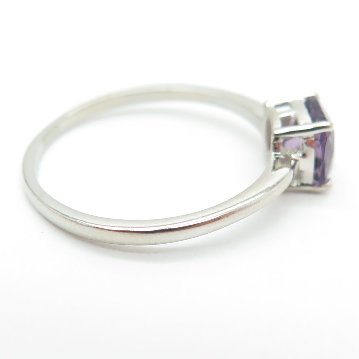 DAZZLERS 925 Sterling Silver Real Cushion-Cut Amethyst Ring Size 9.25