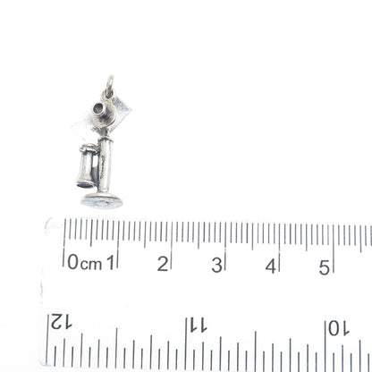 BELL TRADING POST 925 Sterling Silver Vintage Retro Candlestick Phone 3D Pendant