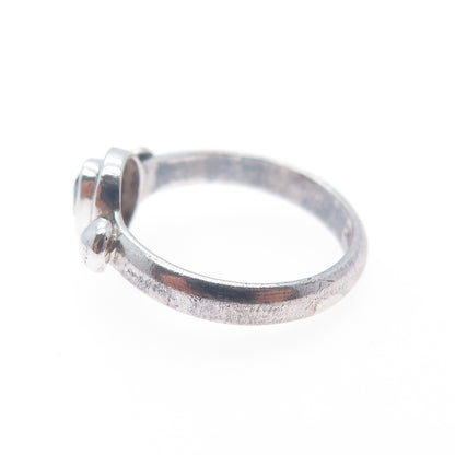 925 Sterling Silver Vintage Real Amethyst Modernist Ring Size 5.75