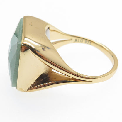 BLQ Basiq Jewelry Sterling Silver Gold Plated Real Aventurine Ring Size 10.25