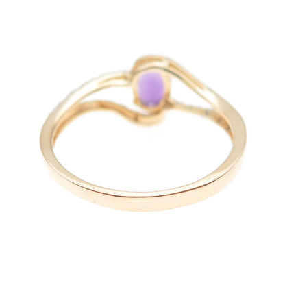 JH Young 925 Sterling Silver Gold Plated Real Amethyst & C Z Ring Size 8.75