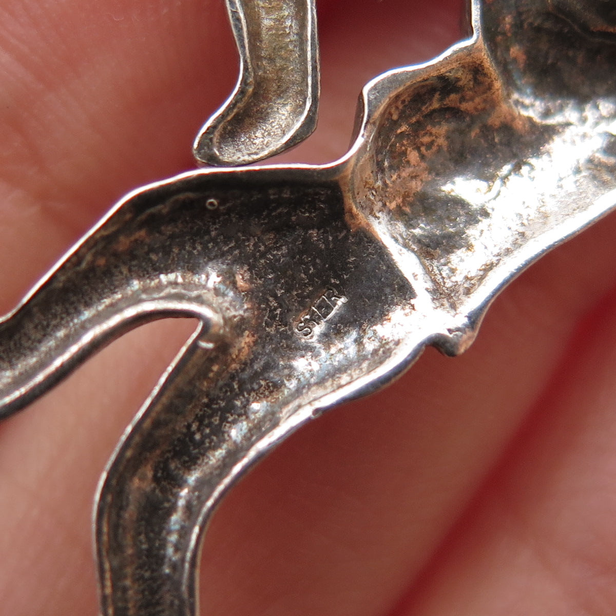 925 Sterling Silver Vintage Children & Dog Oxidized Pin Brooch