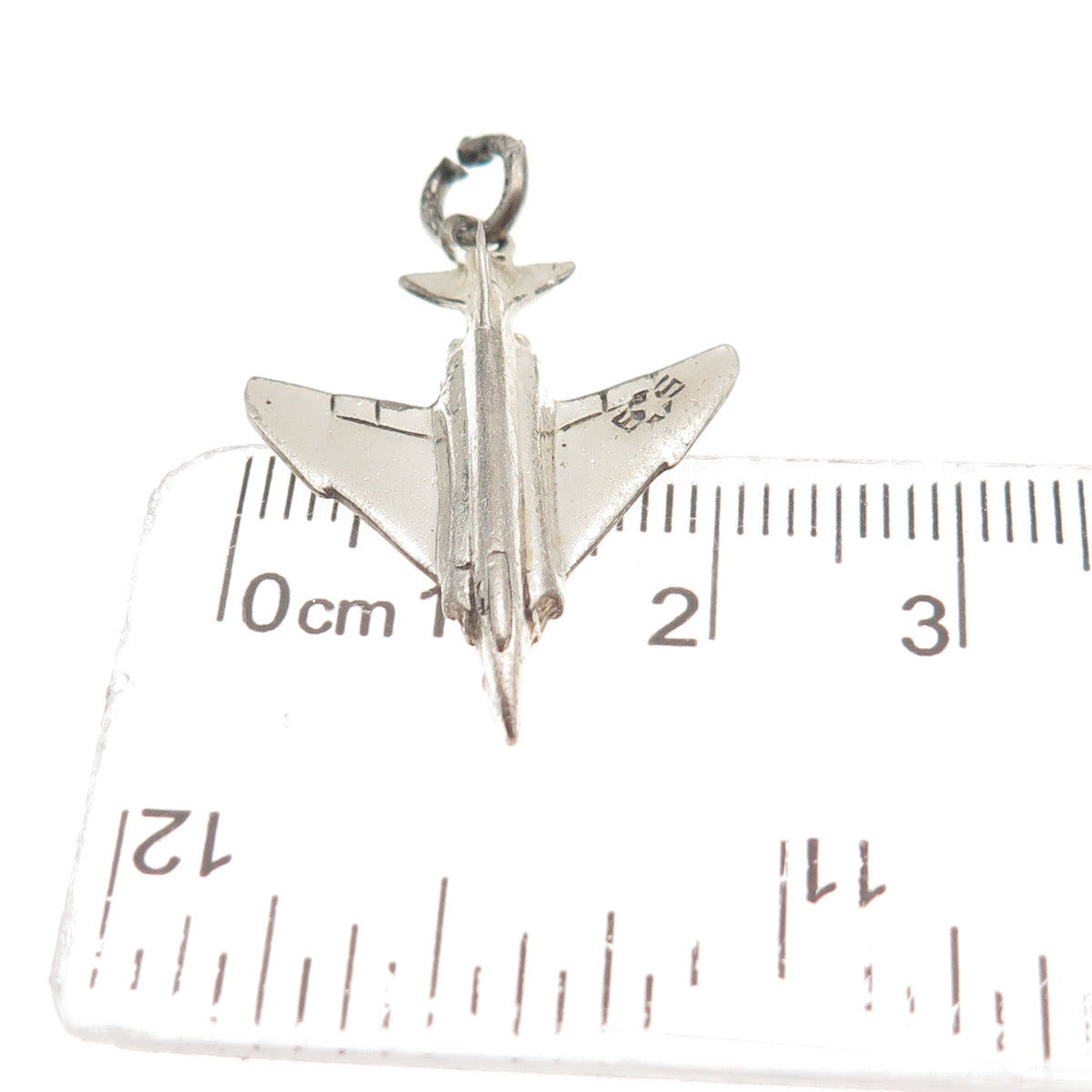 Cellini Sterling Silver Vintage F-4 Phantom II Fighter Aircraft 3D Charm Pendant