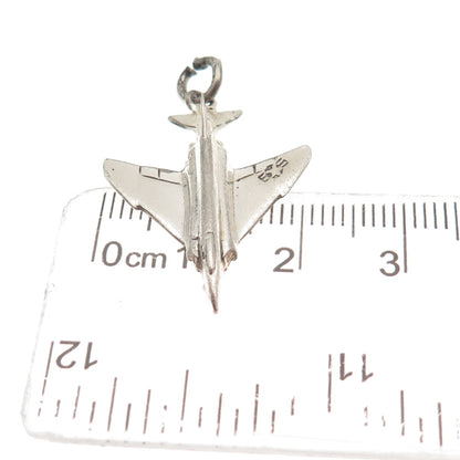 Cellini Sterling Silver Vintage F-4 Phantom II Fighter Aircraft 3D Charm Pendant