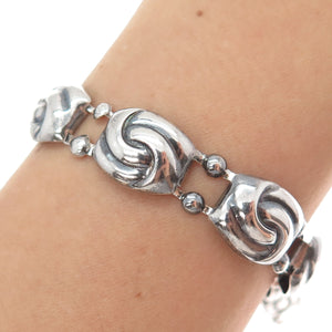 925 Sterling Silver Antique Art Deco Yin Yang Oxidized Link Bracelet 7"