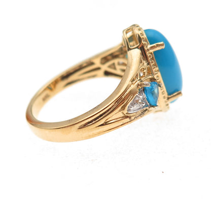 Chuck Clemency 925 Sterling Gold Plated Turquoise Apatite & Topaz Ring Size 8.25