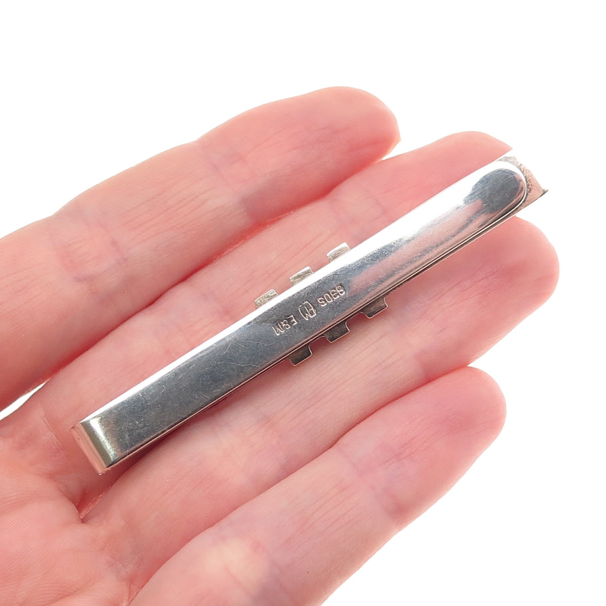 Eiler & Marloe 830S Silver Vintage Denmark Modernist Oxidized Tie Bar Clip