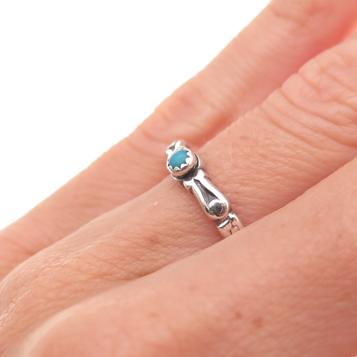 Maisels Old Pawn 925 Sterling Silver Vintage Turquoise Snake Eye Ring Size 5.75