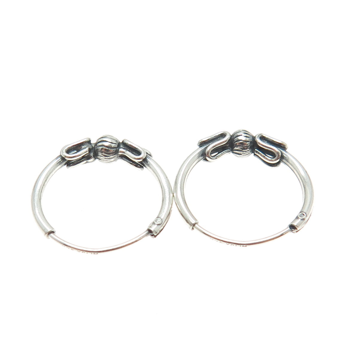 925 Sterling Silver Ball Swirl Hoop Earrings