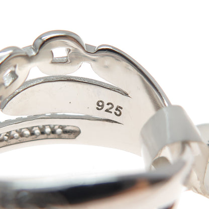925 Sterling Silver Round-Cut C Z Crisscross Ring Size 6