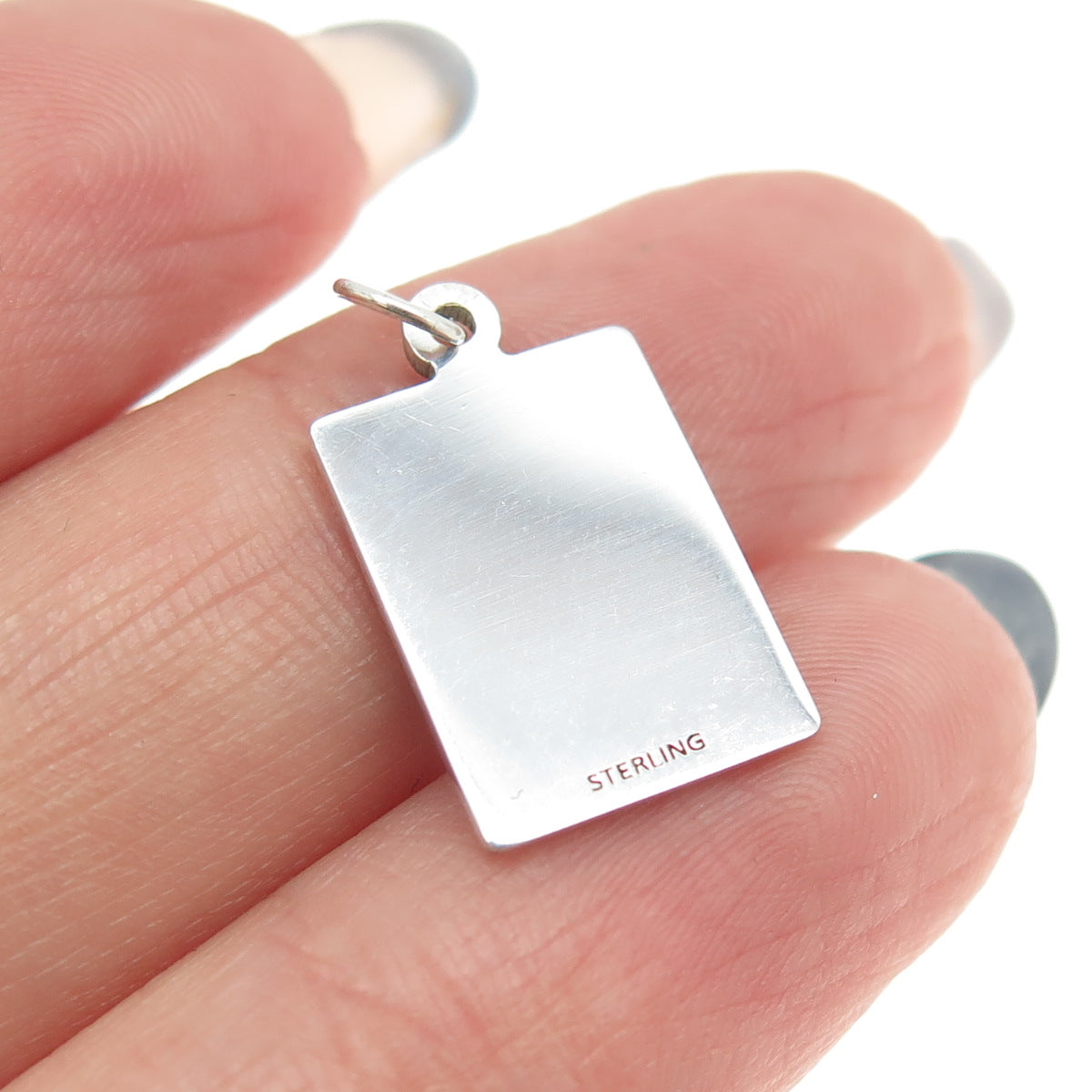 925 Sterling Silver Red Enamel "I Will Enjoy Long" Minimalist Charm Pendant