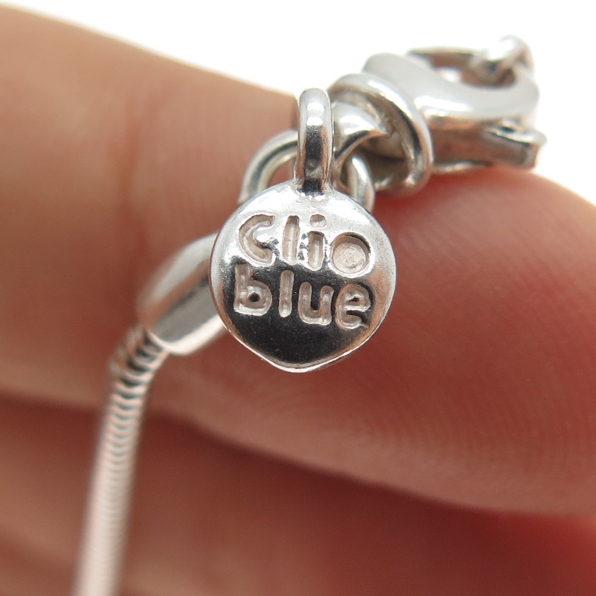 CLIO BLUE 925 Sterling Silver Vintage Multi-Charm Snake Chain Necklace 20"
