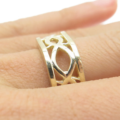 925 Sterling Silver Gold Plated Woven Square Band Ring Size 7.5
