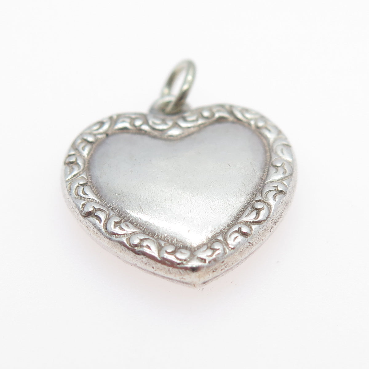 925 Sterling Silver Antique Art Deco Chatelaine Heart Minimalist Charm Pendant