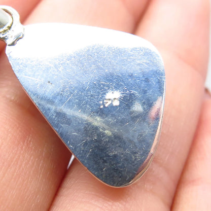 925 Sterling Silver Vintage Real Larimar Gemstone Pendant