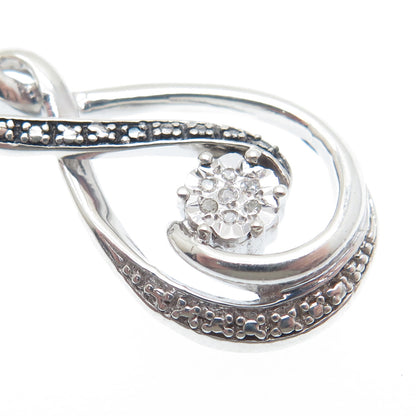 925 Sterling Silver Real Round-Cut Black & White Diamond Infinity Pendant